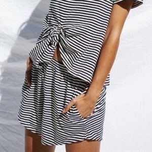 Black and white striped shorts